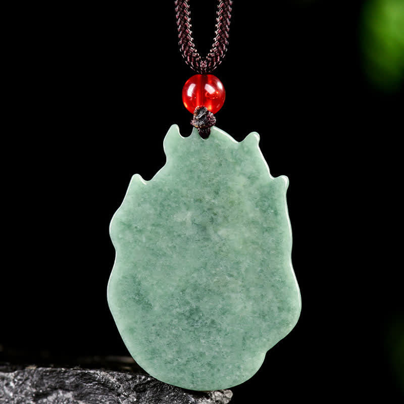 Buddha Stones Jade-Anhänger mit neunschwänzigem Fuchs-Relief als Glückssymbol - image 3