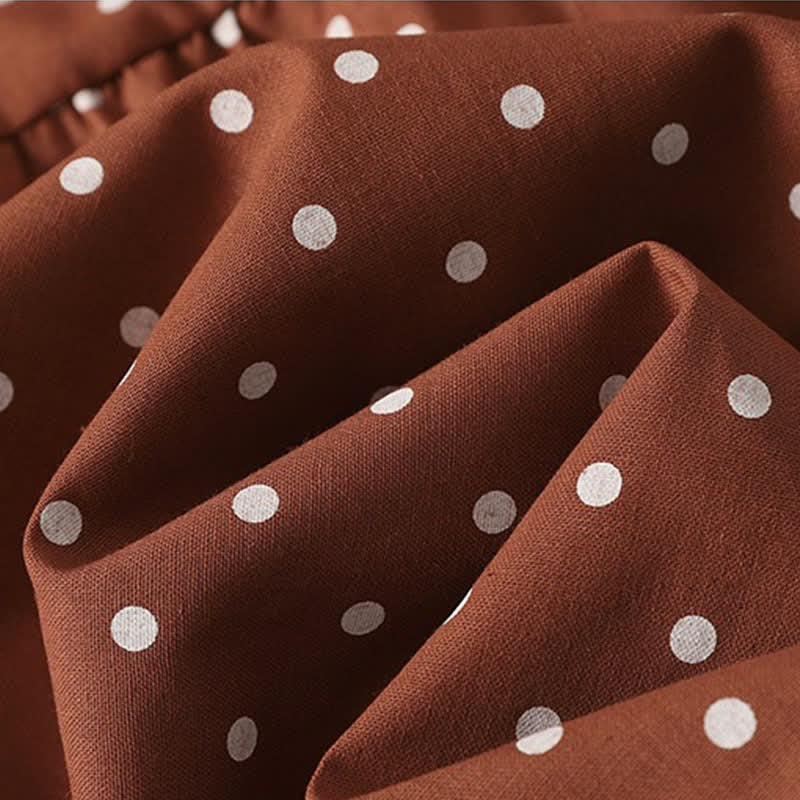 Buddha Stones Frühlingshaftes Vintage-Kleid mit Stufenmuster, Polka-Dots, langen Ärmeln und Taschen - image 14