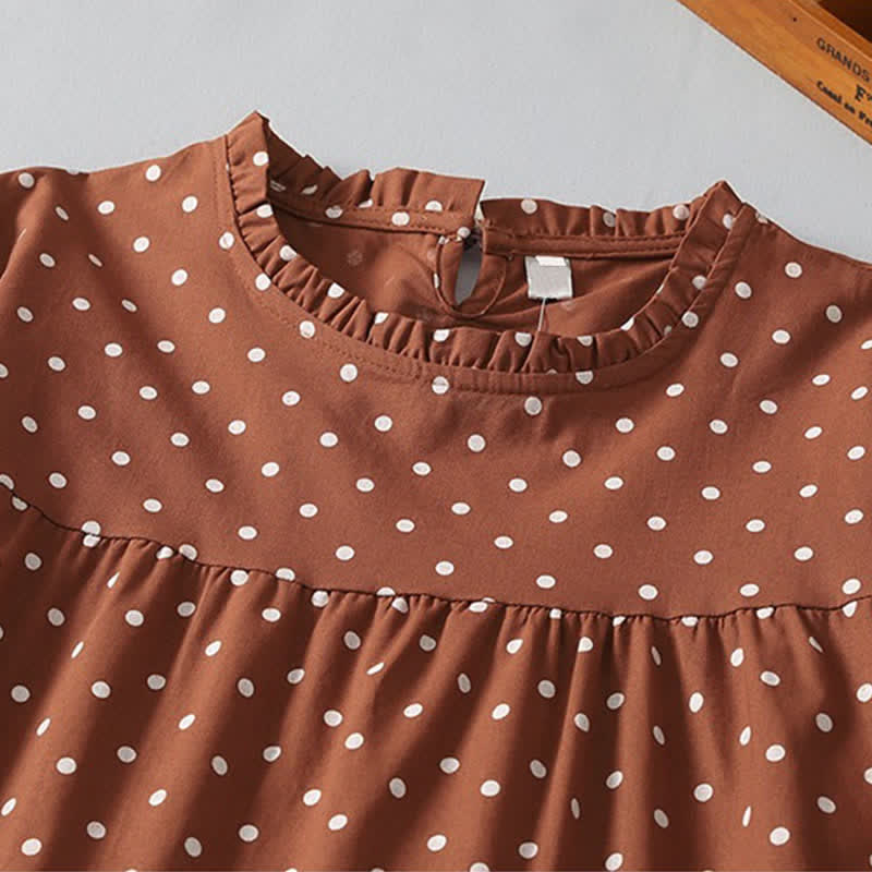Buddha Stones Frühlingshaftes Vintage-Kleid mit Stufenmuster, Polka-Dots, langen Ärmeln und Taschen - image 7