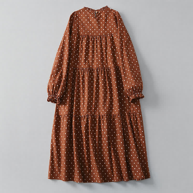 Buddha Stones Frühlingshaftes Vintage-Kleid mit Stufenmuster, Polka-Dots, langen Ärmeln und Taschen - Peru - US14, UK/AU18, EU46 (2XL) - image 6