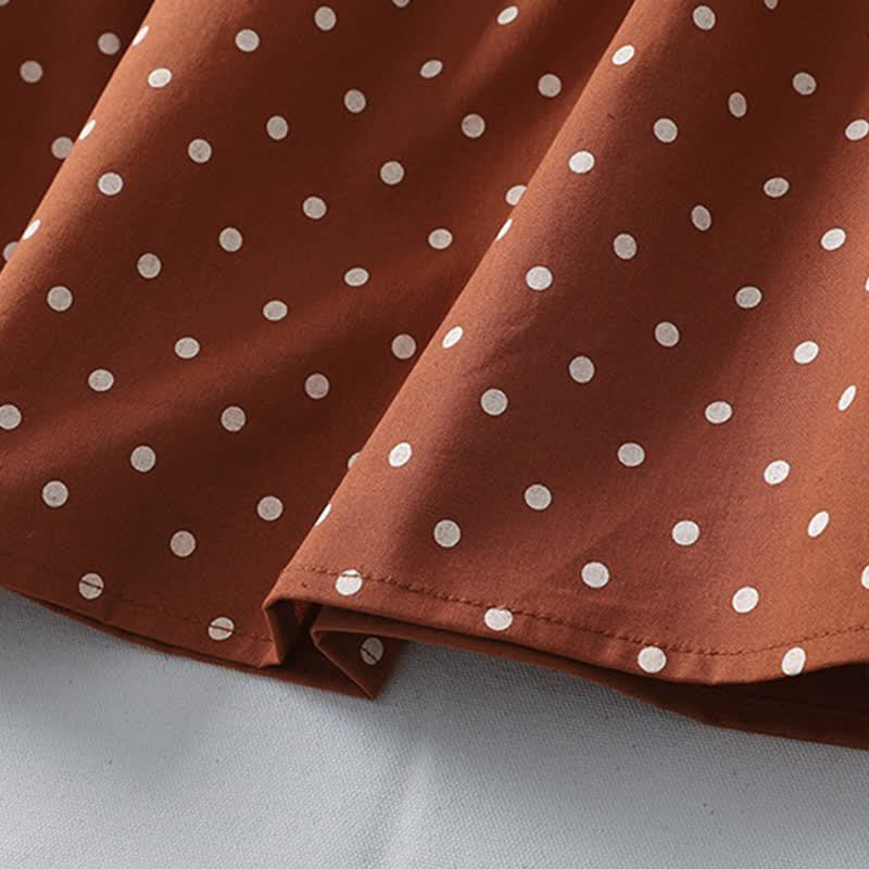 Buddha Stones Frühlingshaftes Vintage-Kleid mit Stufenmuster, Polka-Dots, langen Ärmeln und Taschen - image 12