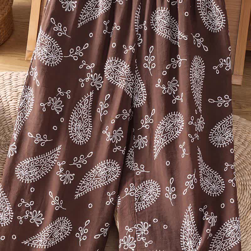 Buddha Stones Lässige, knöchellange Hose im Boho-Stil mit Kordelzug und Paisley-Muster, gerades Bein und Tasche für Damen, ideal für Frühling und Sommer. - image 8