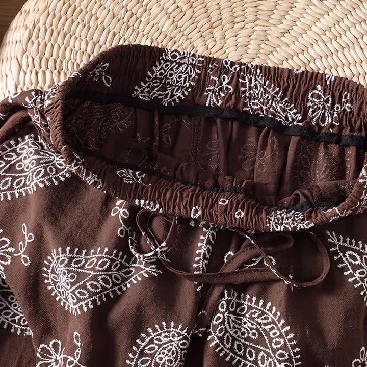 Buddha Stones Lässige, knöchellange Hose im Boho-Stil mit Kordelzug und Paisley-Muster, gerades Bein und Tasche für Damen, ideal für Frühling und Sommer. - image 5