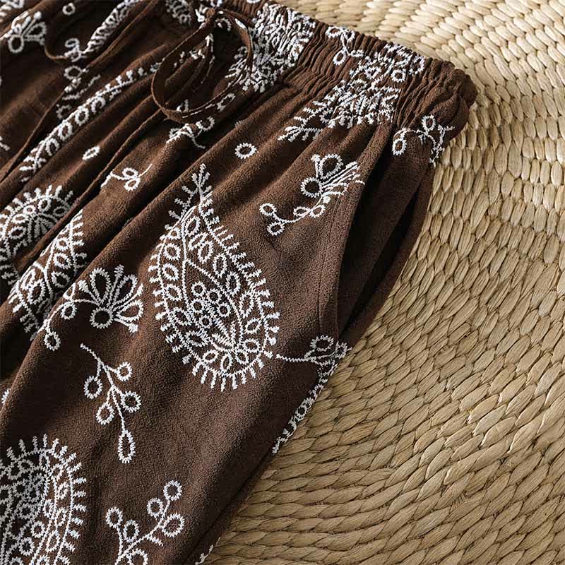 Buddha Stones Lässige, knöchellange Hose im Boho-Stil mit Kordelzug und Paisley-Muster, gerades Bein und Tasche für Damen, ideal für Frühling und Sommer. - image 7