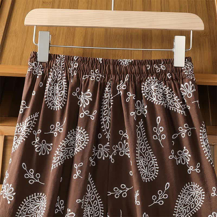Buddha Stones Lässige, knöchellange Hose im Boho-Stil mit Kordelzug und Paisley-Muster, gerades Bein und Tasche für Damen, ideal für Frühling und Sommer. - image 4