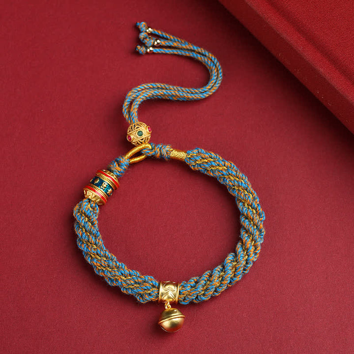 Buddha Stones Handgewebtes tibetisches Om Mani Padme Hum Weisheitsglocken-Charm-Armband aus mehrfarbigem Seil - image 9