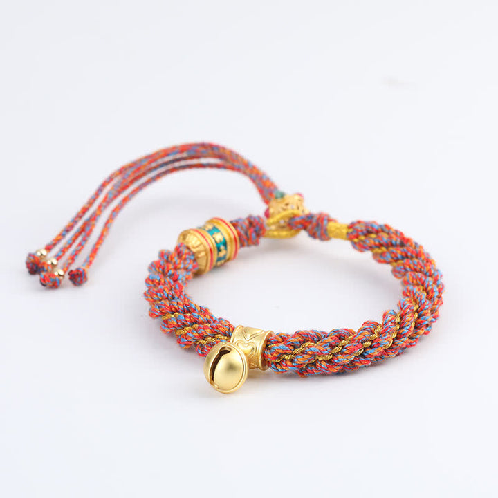 Buddha Stones Handgewebtes tibetisches Om Mani Padme Hum Weisheitsglocken-Charm-Armband aus mehrfarbigem Seil - image 12
