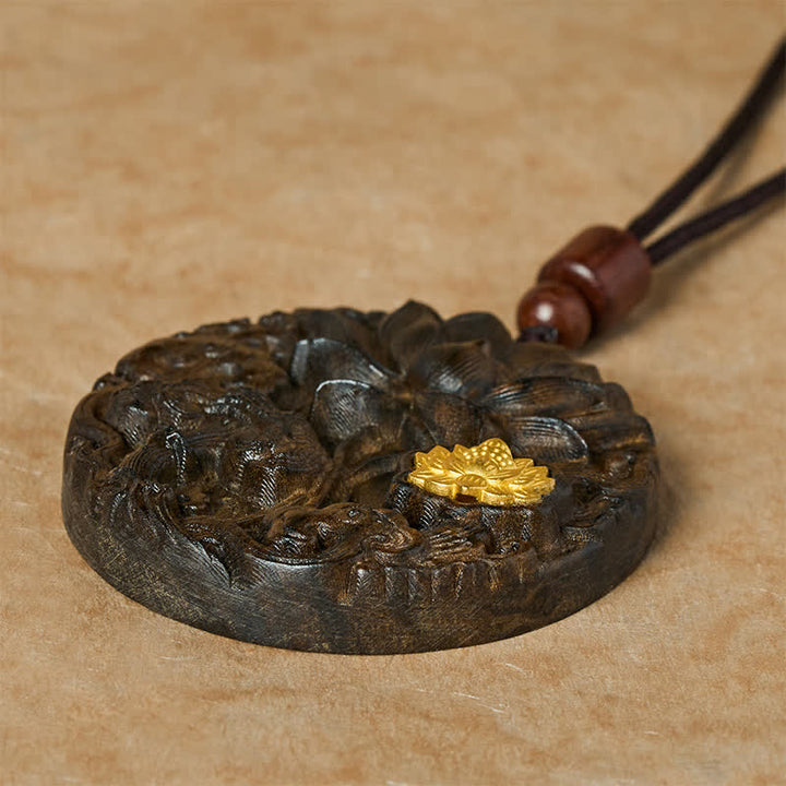 Buddha Stones Lotus-Halskette aus geschnitztem Sappanholz – Symbol der Erleuchtung - image 3