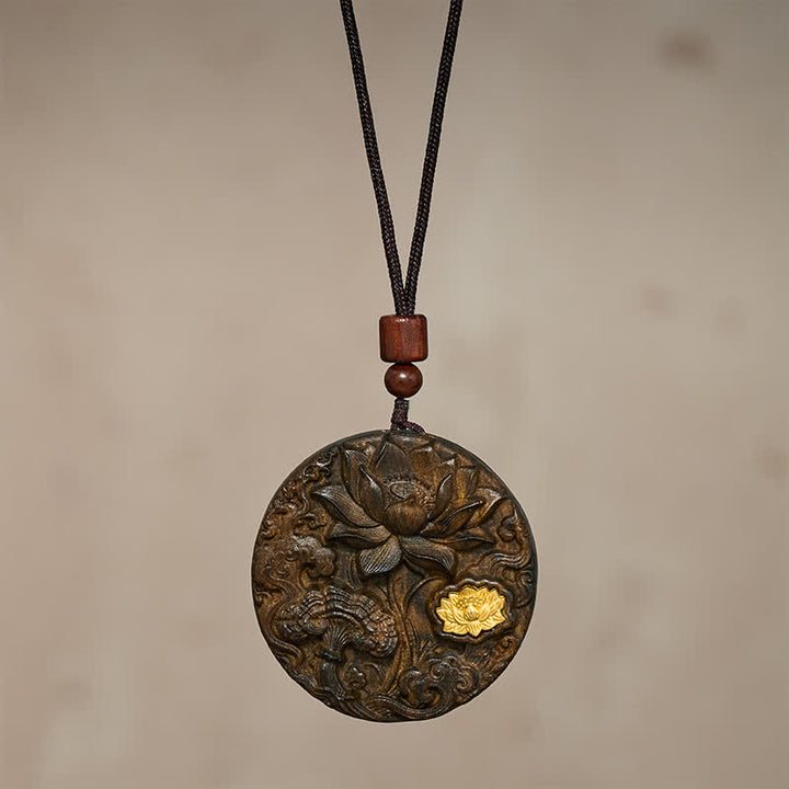Buddha Stones Lotus-Halskette aus geschnitztem Sappanholz – Symbol der Erleuchtung - image 2
