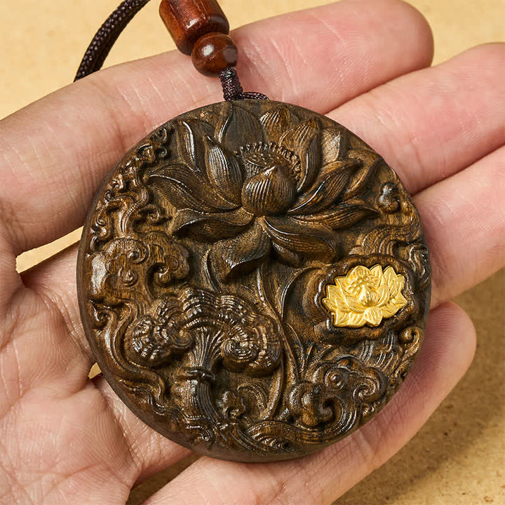 Buddha Stones Lotus-Halskette aus geschnitztem Sappanholz – Symbol der Erleuchtung - image 4
