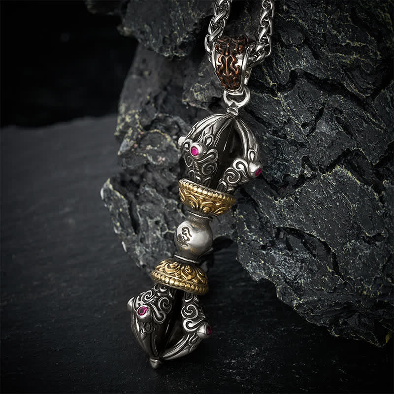 Buddha Stones Halskette mit Anhänger im tibetischen Kupfer-Vajra-Design für Erdung und spirituelle Kraft - image 3