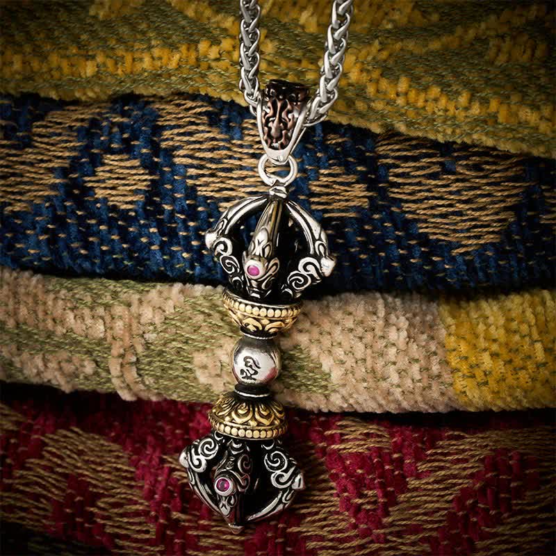Buddha Stones Halskette mit Anhänger im tibetischen Kupfer-Vajra-Design für Erdung und spirituelle Kraft - image 1