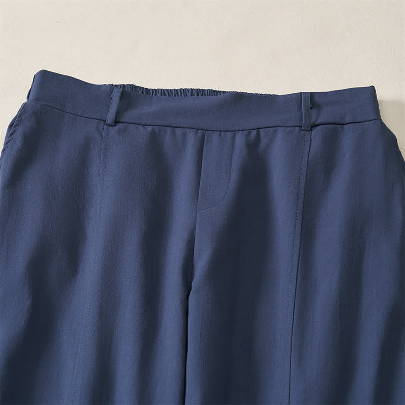 Buddha Stones Lässige, einfarbige Knöchelhose für Damen, gerades Bein, mit Taschen, ideal für Frühling und Sommer - image 2