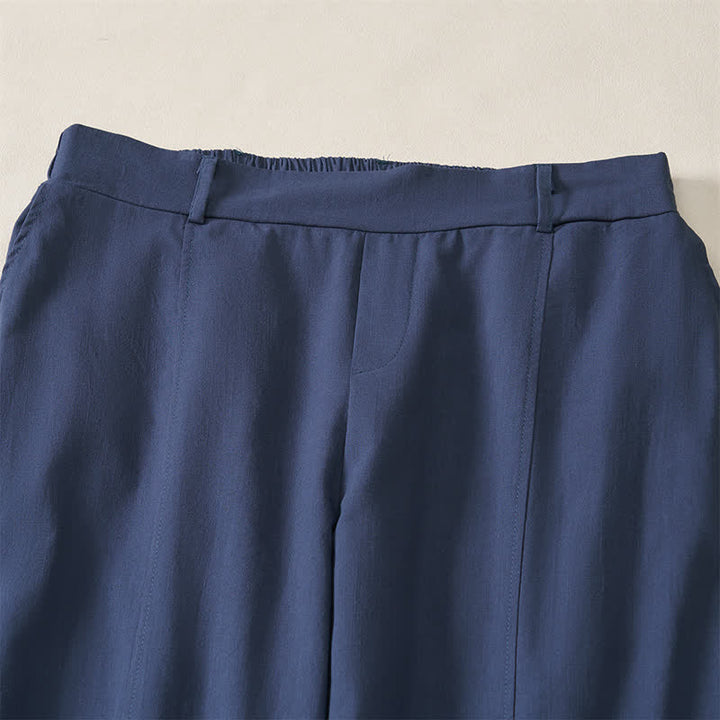 Buddha Stones Lässige, einfarbige Knöchelhose für Damen, gerades Bein, mit Taschen, ideal für Frühling und Sommer - image 2
