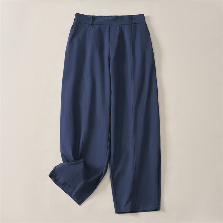 Buddha Stones Lässige, einfarbige Knöchelhose für Damen, gerades Bein, mit Taschen, ideal für Frühling und Sommer - Dunkelschieferblau - US14, UK/AU18, EU46 (2XL) - image 0
