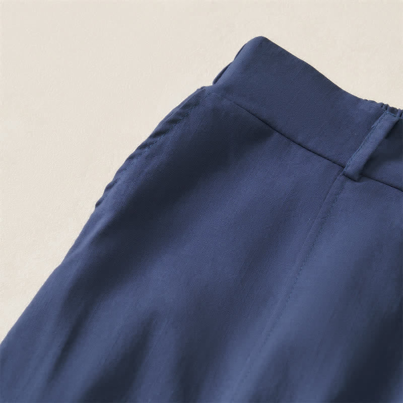 Buddha Stones Lässige, einfarbige Knöchelhose für Damen, gerades Bein, mit Taschen, ideal für Frühling und Sommer - image 4