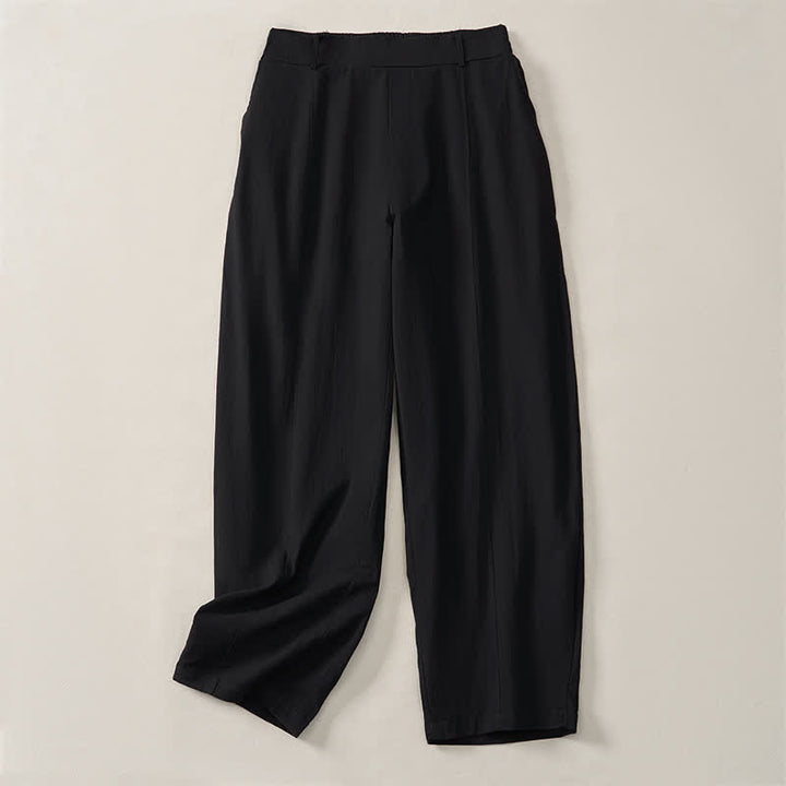 Buddha Stones Lässige, einfarbige Knöchelhose für Damen, gerades Bein, mit Taschen, ideal für Frühling und Sommer - image 11