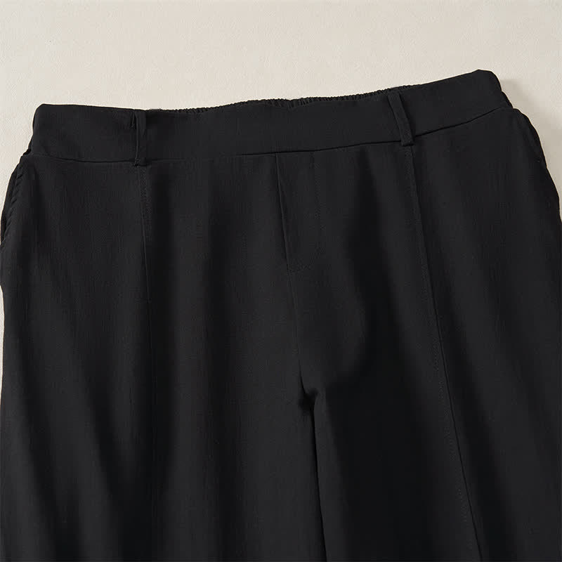 Buddha Stones Lässige, einfarbige Knöchelhose für Damen, gerades Bein, mit Taschen, ideal für Frühling und Sommer - image 12