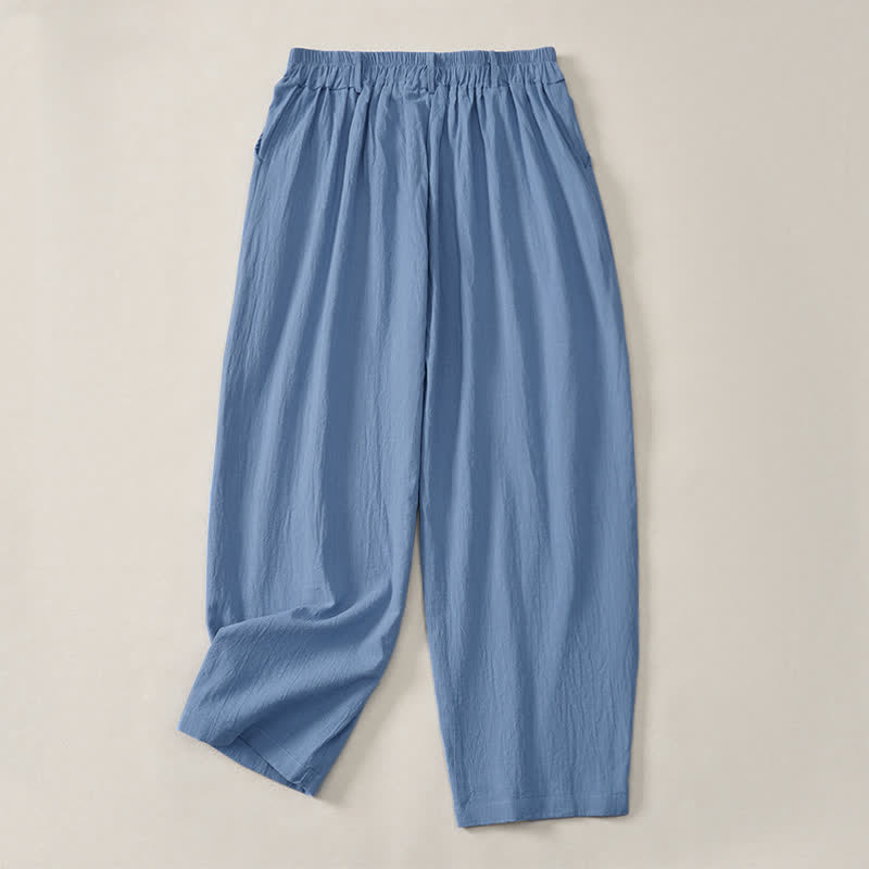 Buddha Stones Lässige, einfarbige Knöchelhose für Damen, gerades Bein, mit Taschen, ideal für Frühling und Sommer - image 19