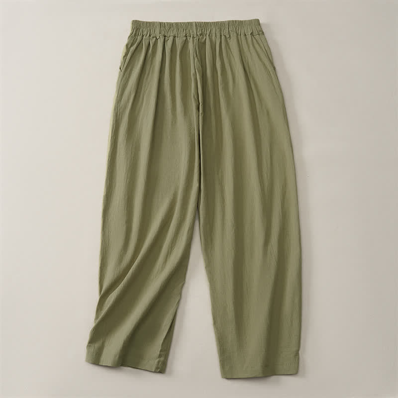 Buddha Stones Lässige, einfarbige Knöchelhose für Damen, gerades Bein, mit Taschen, ideal für Frühling und Sommer - image 26