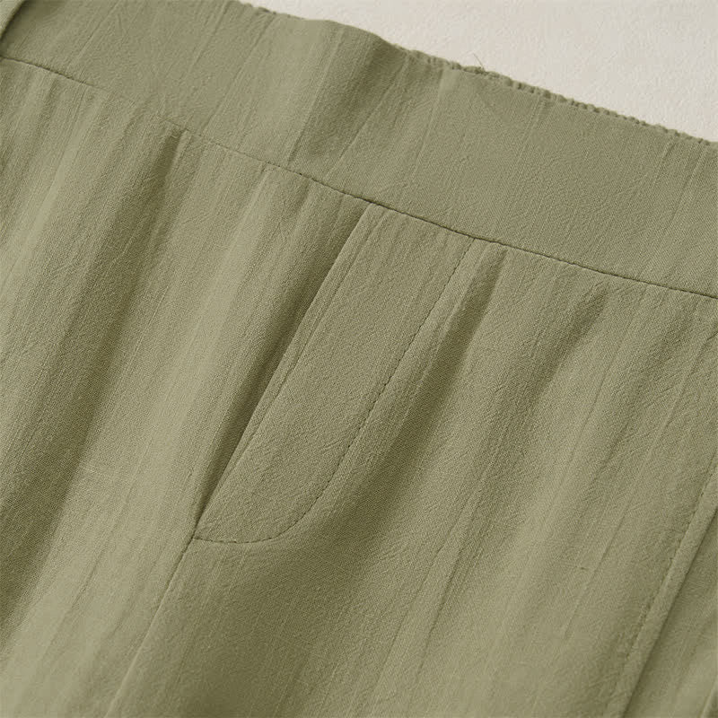 Buddha Stones Lässige, einfarbige Knöchelhose für Damen, gerades Bein, mit Taschen, ideal für Frühling und Sommer - image 28