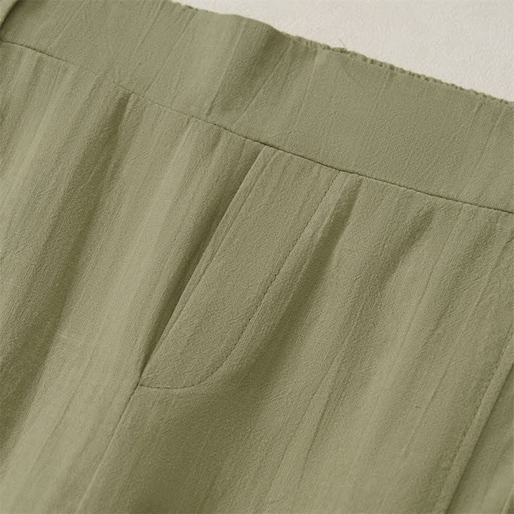 Buddha Stones Lässige, einfarbige Knöchelhose für Damen, gerades Bein, mit Taschen, ideal für Frühling und Sommer - image 28