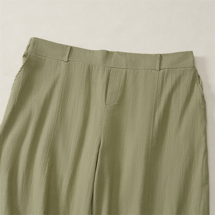 Buddha Stones Lässige, einfarbige Knöchelhose für Damen, gerades Bein, mit Taschen, ideal für Frühling und Sommer - image 27