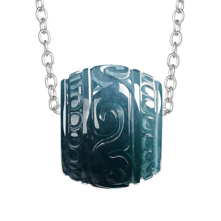 Buddha Stones Jade-Gravur-Harmoniefass-Anhänger, Titanstahlkette - image 7
