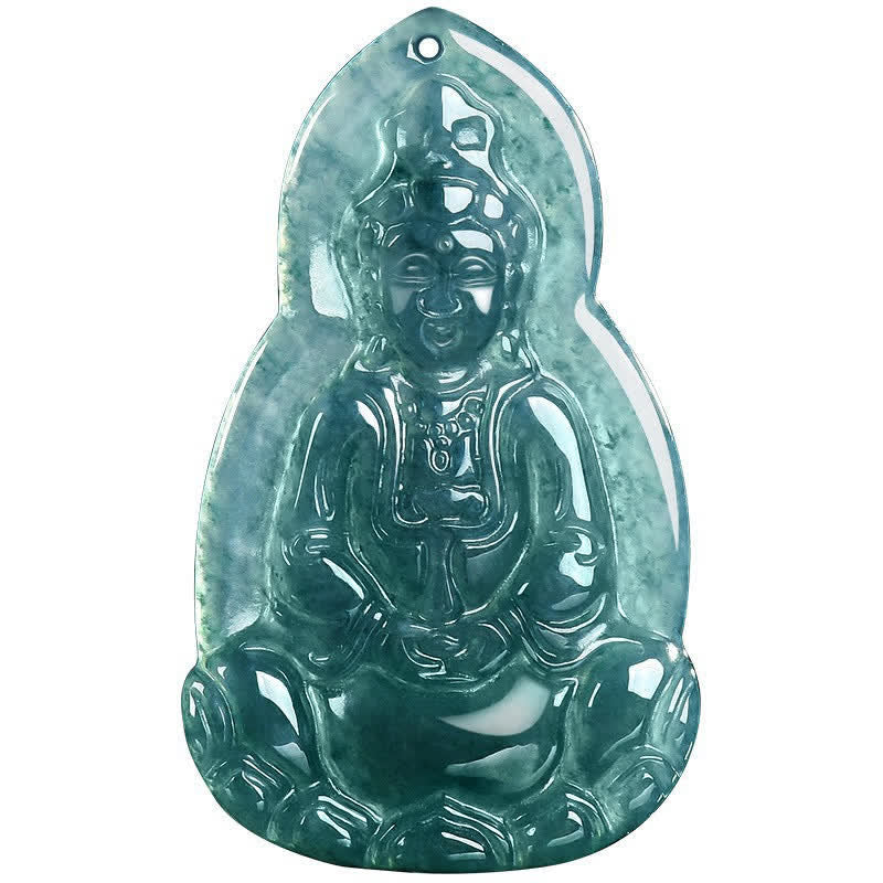 Buddha Stones Jade-Avalokitesvara-Anhänger mit geschnitztem Symbol für Glück und Mitgefühl - image 11