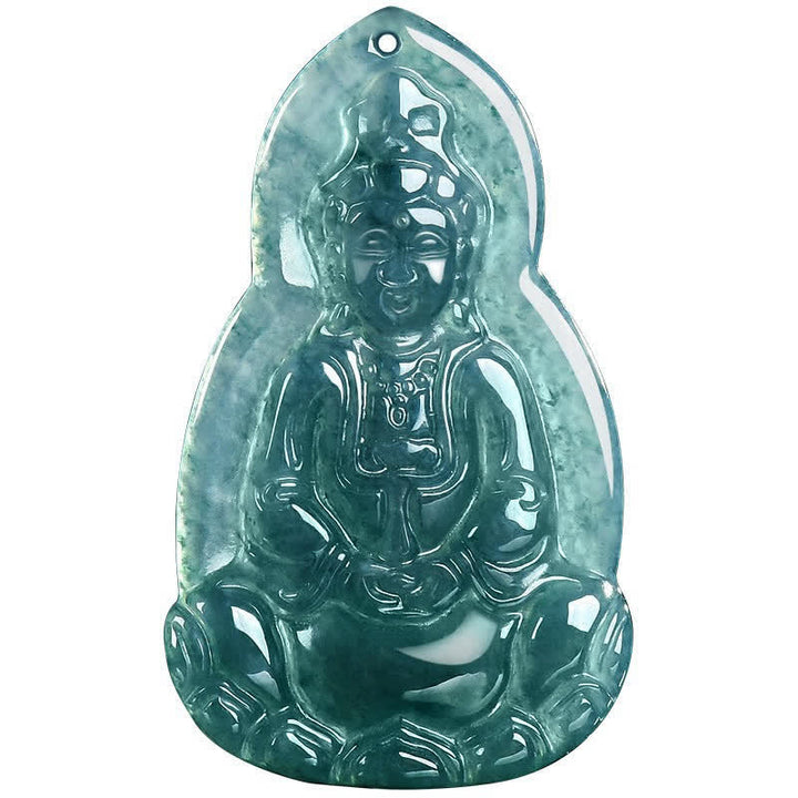 Buddha Stones Jade-Avalokitesvara-Anhänger mit geschnitztem Symbol für Glück und Mitgefühl - image 11