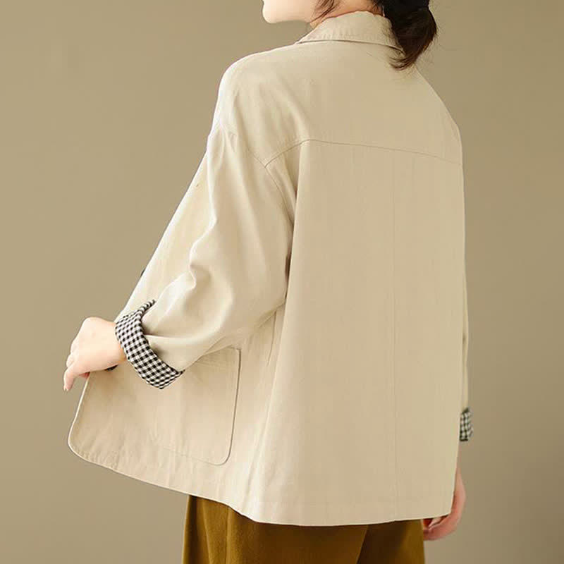 Buddha Stones Lässige, minimalistische Damenjacke mit Knopfleiste und Taschen für Frühling und Herbst - image 22