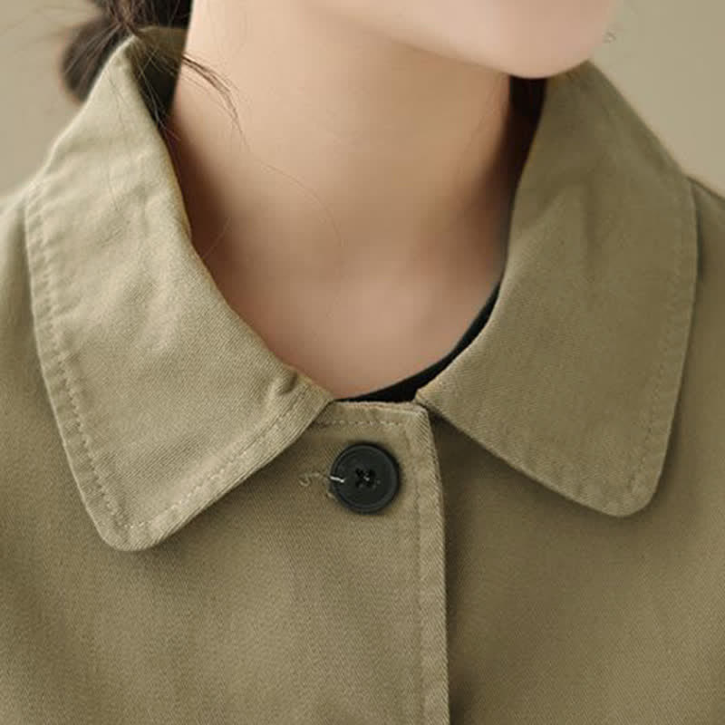 Buddha Stones Lässige, minimalistische Damenjacke mit Knopfleiste und Taschen für Frühling und Herbst - image 6