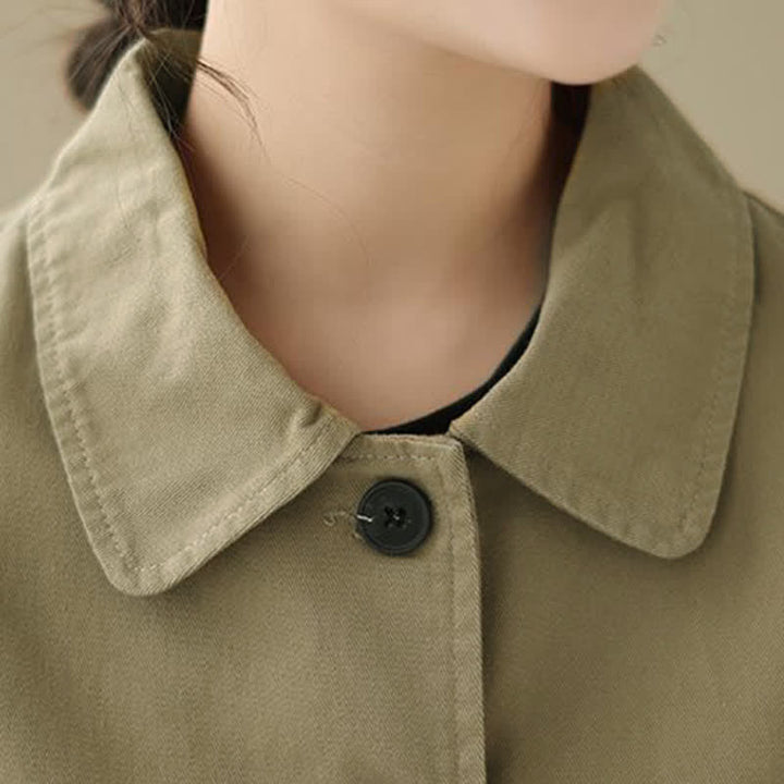 Buddha Stones Lässige, minimalistische Damenjacke mit Knopfleiste und Taschen für Frühling und Herbst - image 6