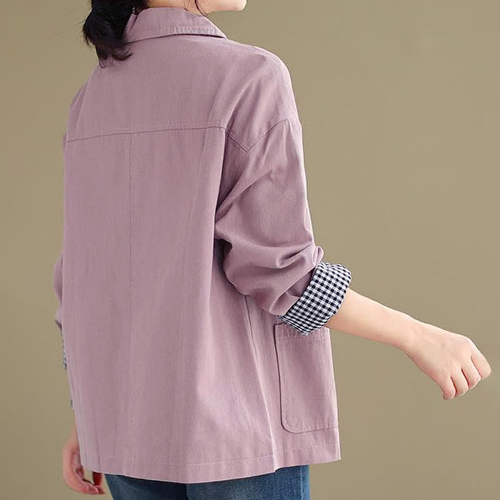Buddha Stones Lässige, minimalistische Damenjacke mit Knopfleiste und Taschen für Frühling und Herbst - image 18