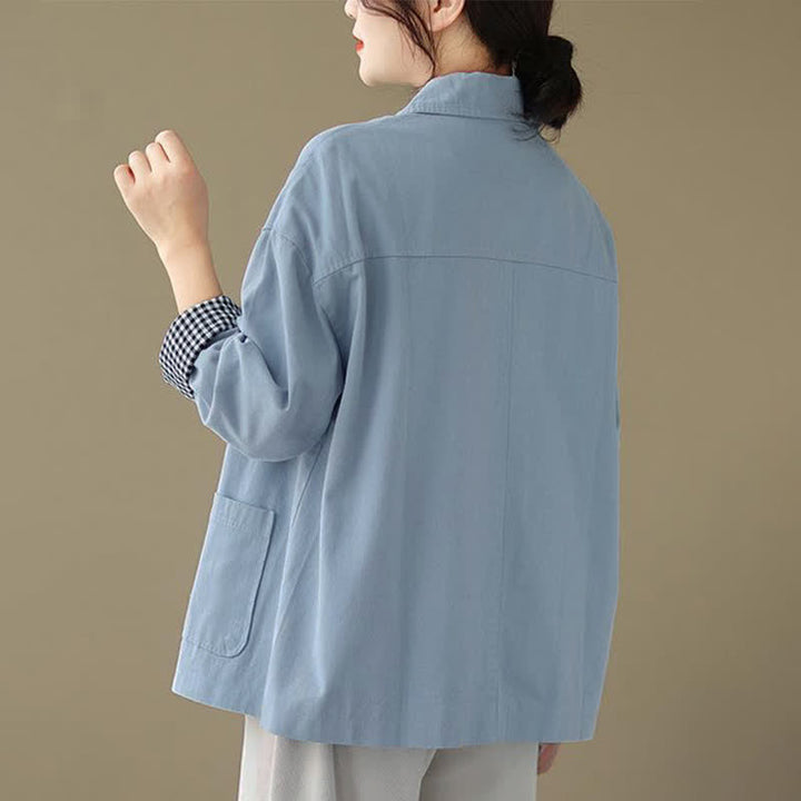 Buddha Stones Lässige, minimalistische Damenjacke mit Knopfleiste und Taschen für Frühling und Herbst - image 13