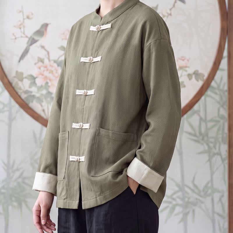 Buddha Stones Herbst/Winter-Damenjacke im Vintage-Stil mit Stehkragen, Froschknopfleiste und Tasche - image 8
