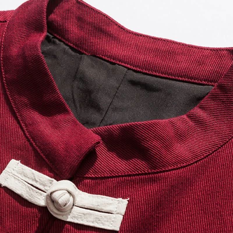 Buddha Stones Herbst/Winter-Damenjacke im Vintage-Stil mit Stehkragen, Froschknopfleiste und Tasche - image 2