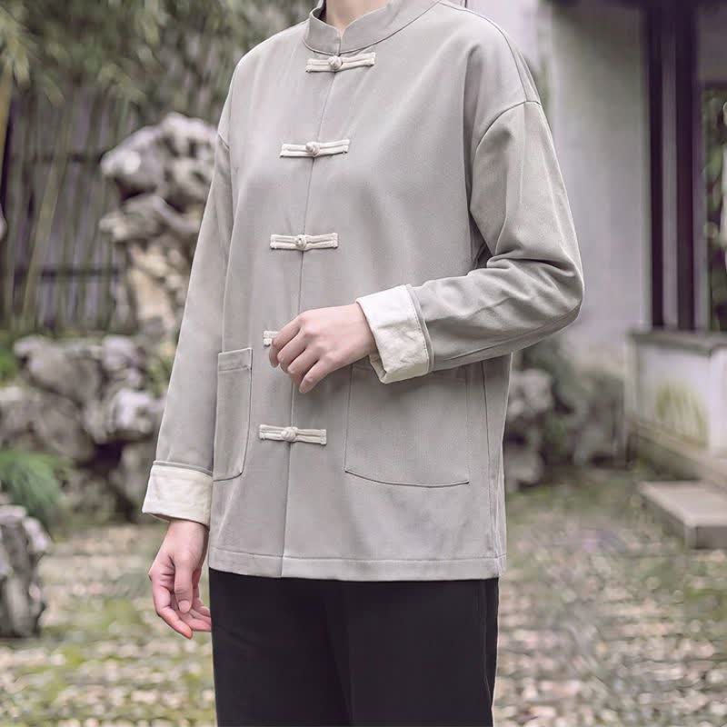 Buddha Stones Herbst/Winter-Damenjacke im Vintage-Stil mit Stehkragen, Froschknopfleiste und Tasche - image 10