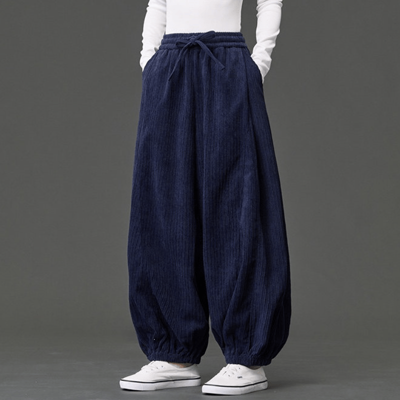 Buddha Stones Lässige Vintage-Cordhose für Herren, knöchelhoch, mit Kordelzug und Tasche, ideal für Herbst und Winter - Mitternachtsblau - US/UK/AU46, EU56 (5XL) - image 0