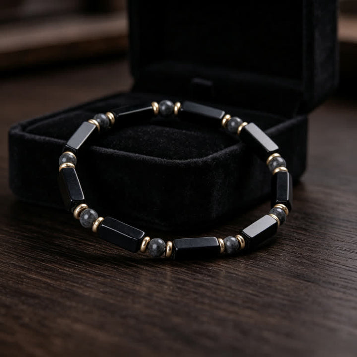 Buddha Stones Armband aus schwarzem Onyx mit Kupferakzentperlen - image 2