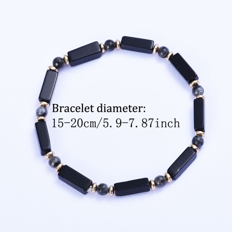 Buddha Stones Armband aus schwarzem Onyx mit Kupferakzentperlen - image 4