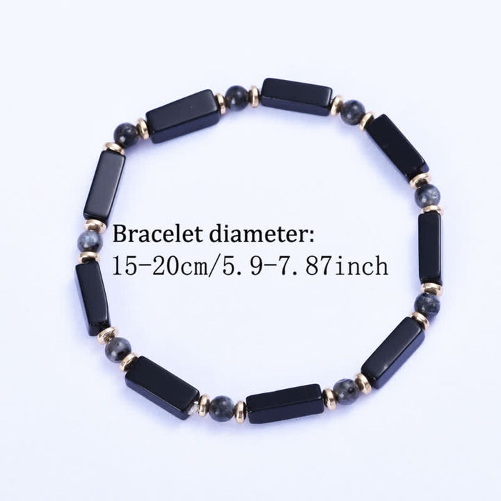 Buddha Stones Armband aus schwarzem Onyx mit Kupferakzentperlen - image 4