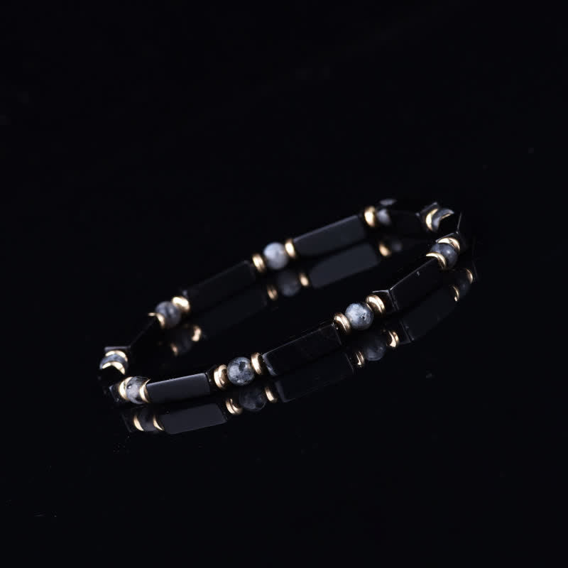 Buddha Stones Armband aus schwarzem Onyx mit Kupferakzentperlen - image 3