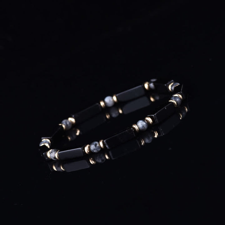Buddha Stones Armband aus schwarzem Onyx mit Kupferakzentperlen - image 3