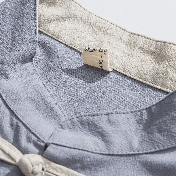 Buddha Stones Frühling Herbst Tang Style Minimalist Mandarin Collar Frog Button Solid Cotton Damen Langarmhemden - image 4