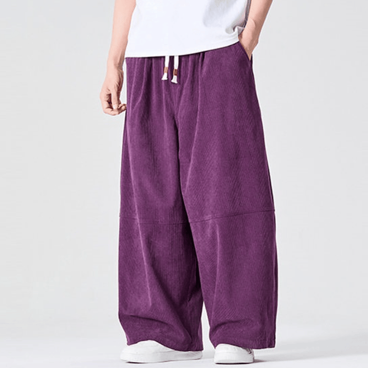 Buddha Stones Lässige Cordhose für Herbst und Winter, lange Herrenhose mit geradem Bein und Tasche - RebeccaPurple - US/UK/AU46, EU56 (5XL) - image 5