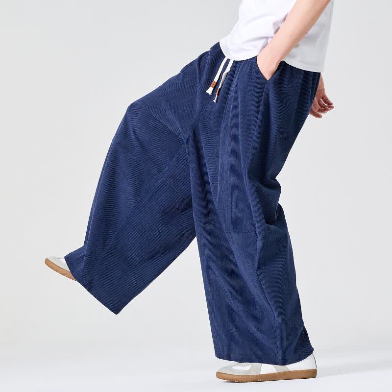 Buddha Stones Lässige Cordhose für Herbst und Winter, lange Herrenhose mit geradem Bein und Tasche - Marine - US/UK/AU46, EU56 (5XL) - image 0