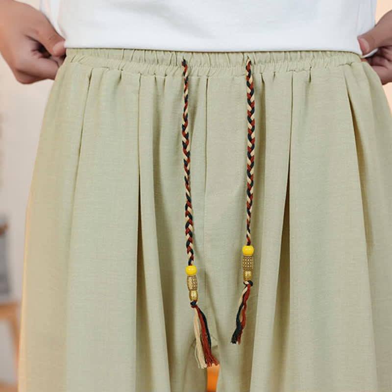 Buddha Stones Lässige, einfarbige Herren-Cropped-Hose mit Kordelzug für Frühling und Sommer, gerades Bein und Tasche - image 6