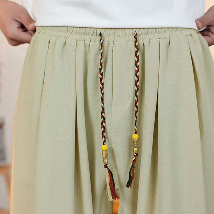 Buddha Stones Lässige, einfarbige Herren-Cropped-Hose mit Kordelzug für Frühling und Sommer, gerades Bein und Tasche - image 6