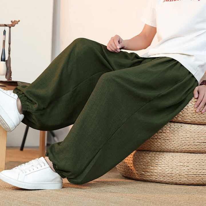 Buddha Stones Lässige, einfarbige Herren-Cropped-Hose mit Kordelzug für Frühling und Sommer, gerades Bein und Tasche - image 26
